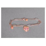 Rose Gold Paperclip Charm Bracelet w/ Hearts