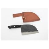Forged Cleaver Knife With Leather Sheath