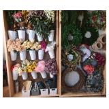 Wooden Rolling Display Shelves w/ Supplies