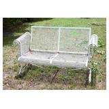 White Metal Rocking Bench