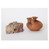 Vintage Oil Lamp & Stone Vase