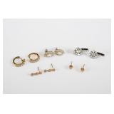 Vtg Earrings-10k Bar, 925 Cubic Zirconia Hoops