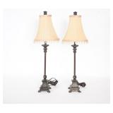 Pair Tall Buffet Lamps w/ Beaded Shades