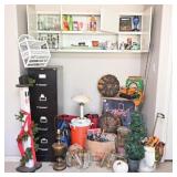Garage Contents: File Cabinet, Cooler & Decor