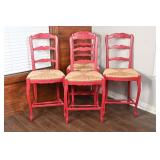 Set of 4 French Country Rush Seat Barstools