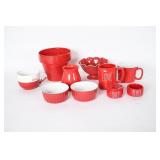 Red Stoneware Bialetti Ramekins, Mugs & Cellars