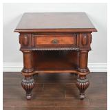 Traditional Burl Inlay End Table w/ Drawer