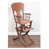 Atq Oak Convertible High Chair w/ Cane Seat