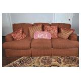 Massoud Rust Houndstooth Skirted 3-Seat Sofa