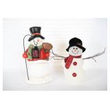 Snowman Figurines w/ Lantern & Light-Up Snowman
