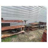Large Group of Metal Shelves, Jacks, etc