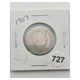 1907 Barber Quarter Coin