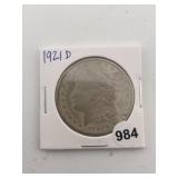 1921 D Morgan Silver Dollar Coin