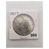 1921 S Morgan Silver Dollar Coin