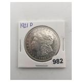 1921 D Morgan Silver Dollar Coin