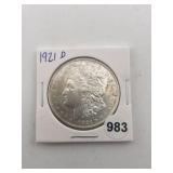 1921 D Morgan Silver Dollar Coin