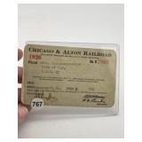 1926 Chicago & Alton Railroad Card