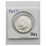 1964 D Kennedy Half Dollar Silver Coin