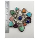 Sterling Bracelet with Heart Pendants