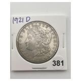1921 D Morgan Silver Dollar Coin