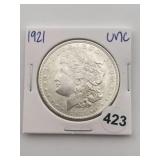 1921 UNC Morgan Silver Dollar Coin