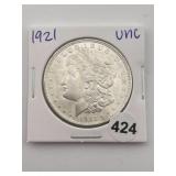 1921 UNC Morgan Silver Dollar Coin