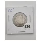 1907  O Quarter Coin