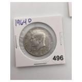 1964 D Kennedy Half Dollar Coin