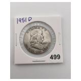1951 D Franklin Half Dollar Coin