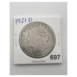 1921 D Morgan Silver Dollar Coin