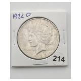 1922 D Peace Silver Dollar Coin
