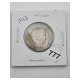 1910 Barber Quarter Coin