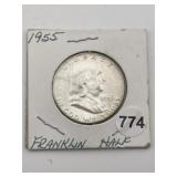 1955 Franklin Half Dollar Silver Coin