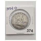 1953 D Franklin Half Dollar Coin