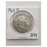 1963 D Franklin Half Dollar Coin