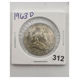 1963 D Franklin Half Dollar Coin