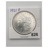 1921 D Morgan Silver Dollar Coin