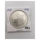 1921 UNC Morgan Silver Dollar Coin