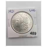 1921 UNC Morgan Silver Dollar Coin