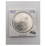 1921 UNC Morgan Silver Dollar Coin