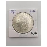 1921 UNC Morgan Silver Dollar Coin