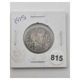 1915 Barber Quarter Coin