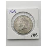 1965 Kennedy Half Dollar Silver Coin