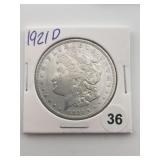 1921 D Morgan Silver Dollar Coin