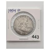 1954 D Franklin Half Dollar Coin