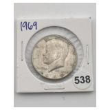 1969 Kennedy Half Dollar Silver Coin