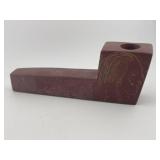 Engraved Redstone Elbow Pipe Indian Artifact Arrow