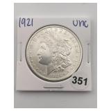 1921 UNC Morgan Silver Dollar Coin