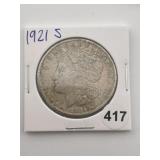 1921 S Morgan Silver Dollar Coin