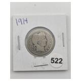 1914 Barber Quarter Coin